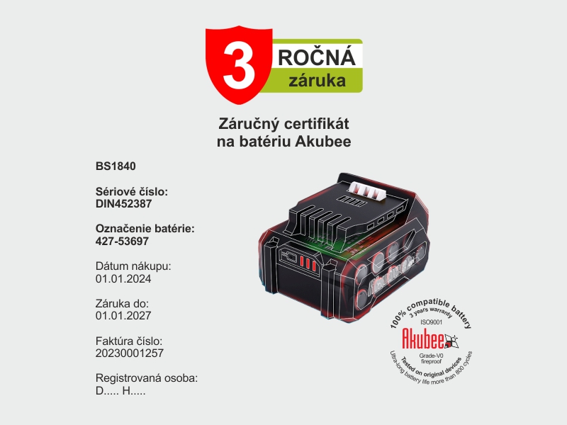 3 Jahre Garantie Akubee